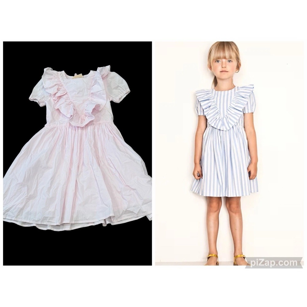 Girl's Morley Pink Cotton Poplin Ruffle Nova Pisang Dress  Short Sleeve 12 NWT
